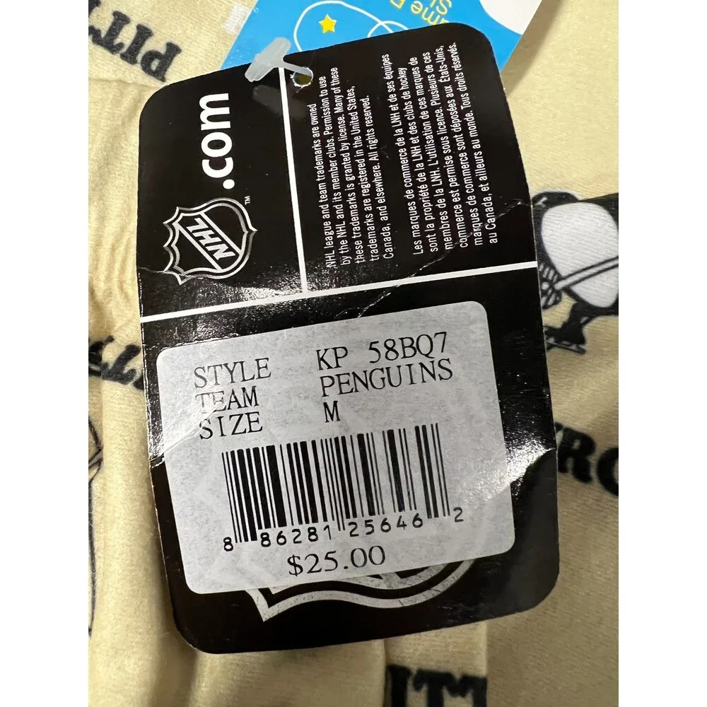 Nhl Pittsburgh Penguins Flame Resistant Sleep Pants Youth 10/12 M Beige